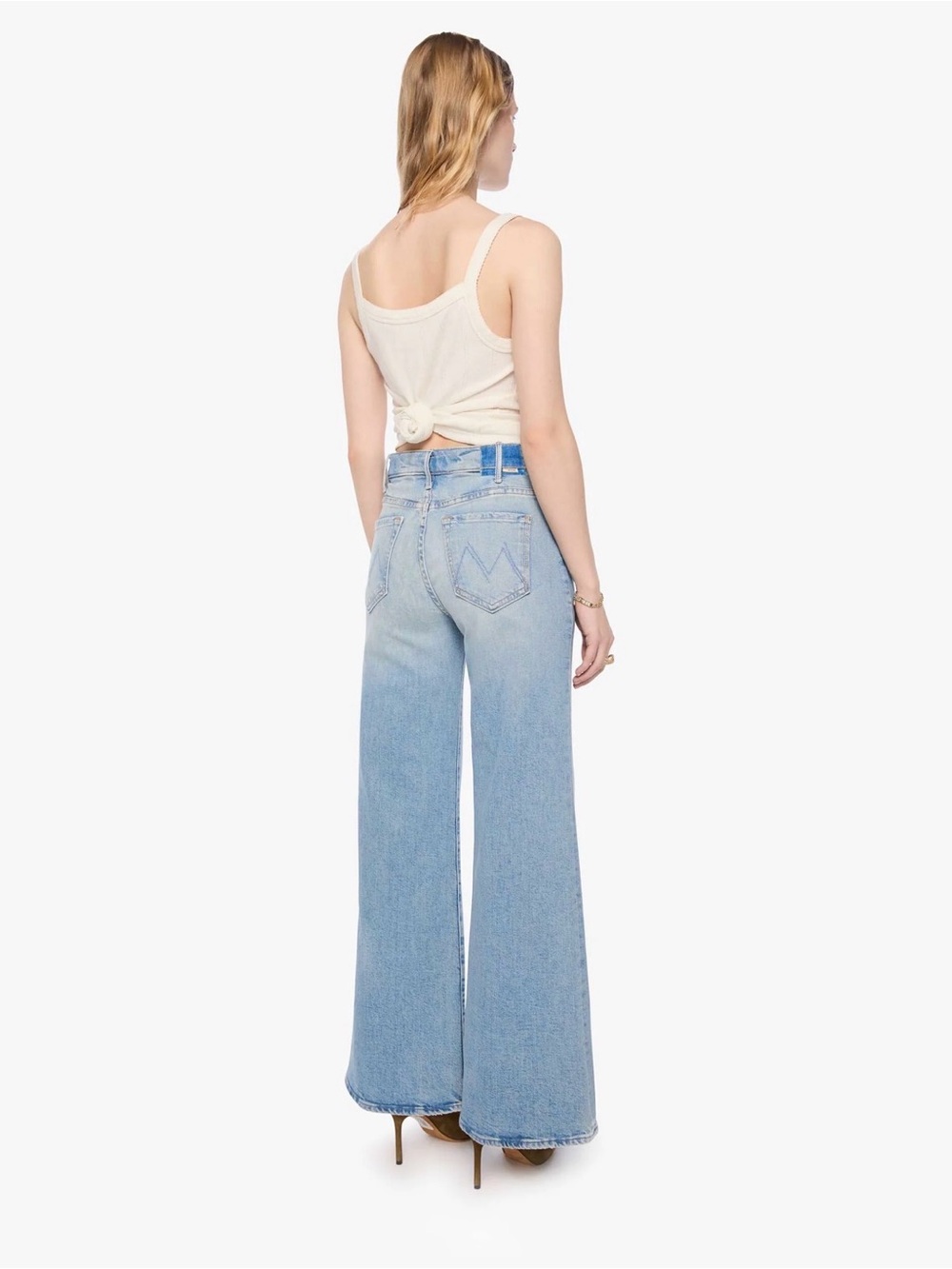 LIL MOTHER Light Blue High-Waist Wide Leg Jeans.  Mother jeans petite. - Picture 3 of 11